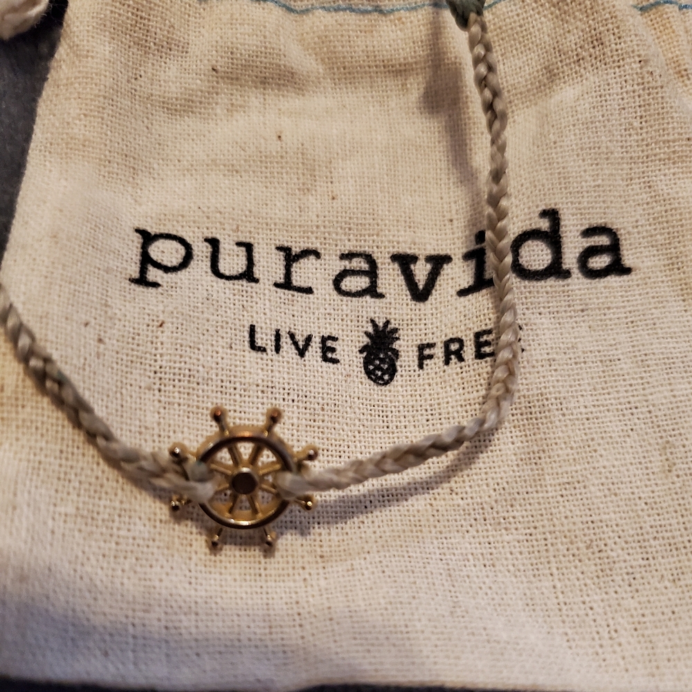 Pura Vida Gold and Gray Nautical Ship Wheel Bracelet